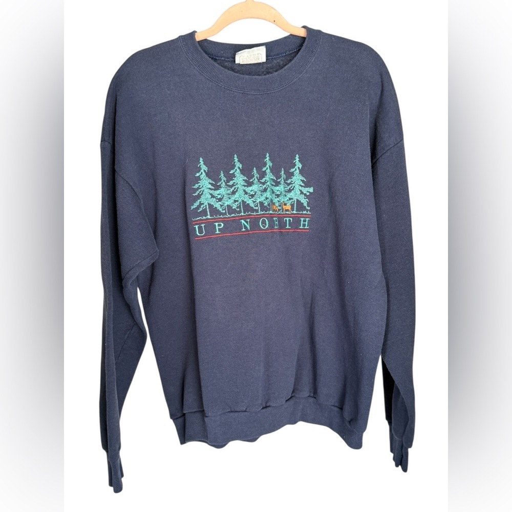 Lee Vintagve Up North Sweatshirt XL Gorpcore Cabincore Forest Graphic